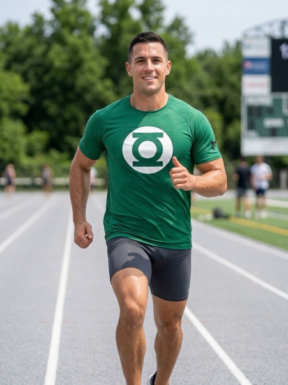 Under Armour DC Comics Green Lantern HeatGear Shirt Mens L Green Loose